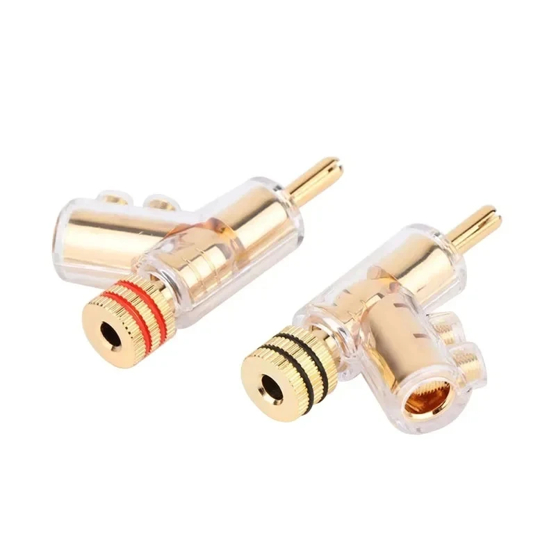 2Pcs 24K Gold Plated HIFI Lockable Speaker Cable Banana Connector Banana Plug