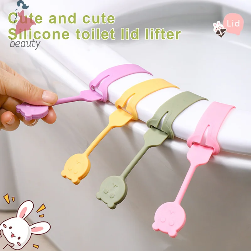 Silicone Little Bear Toilet Seat Lifter Toilet Lifting Device Creative Lift Toilet Ring Handle Anti-Dirt Handle WC Accessories