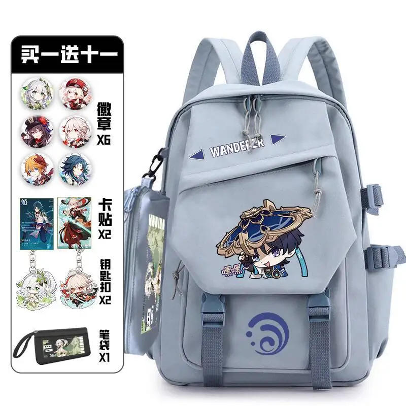 Impact Genshin Merchandise Venti Paimon Student للجنسين حقيبة كاجوال Hu Tao Game Fan Backpack Anine