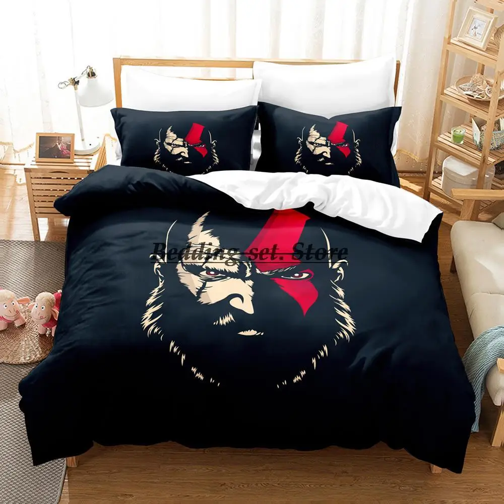 

God of War Bedding Set Single Twin Full Queen King Size Bed Set Aldult Kid Bedroom Duvetcover Sets 3D Print Anime Bed Sheet Set