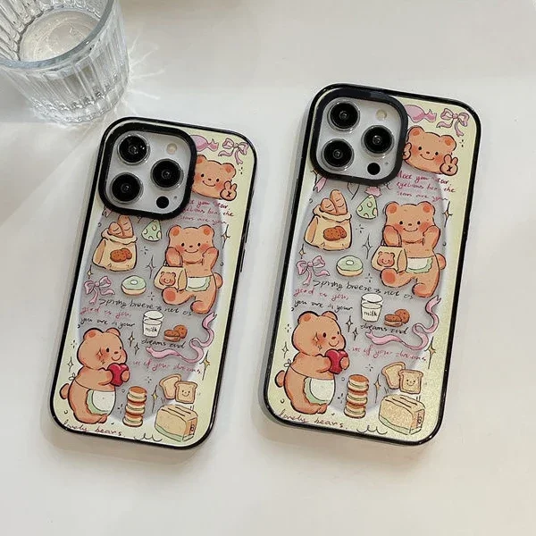 

Yellow Bear 2.0 Acrylic Black Border Phone Case Cover for iPhone 11 12 13 14 15 Pro Max Case