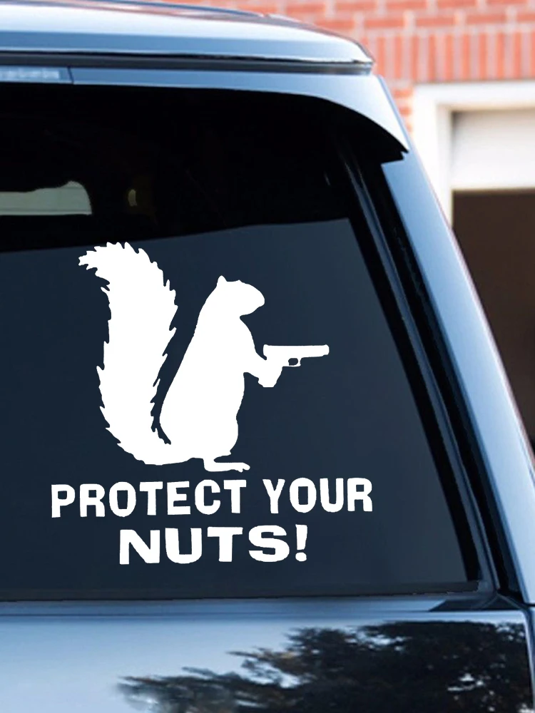 S51194 Various Sizes/Colors Car Stickers Vinyl Decal Protect Your Nuts Squirrel Police Motorcycle Decorative Accessories