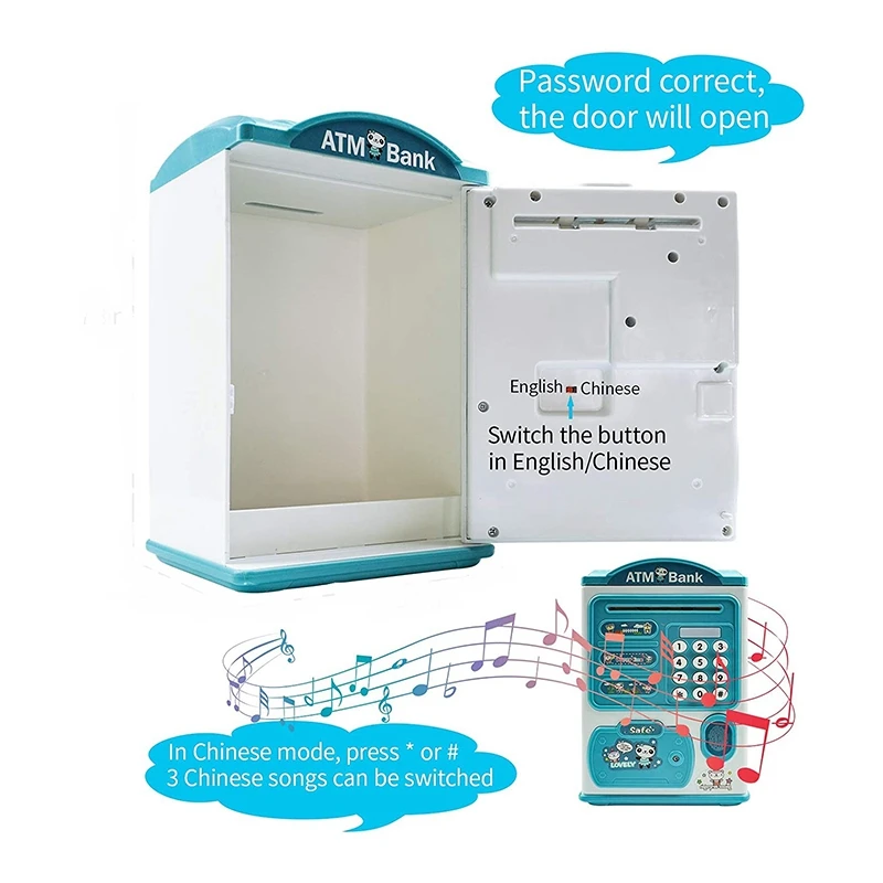 Piggy Bank,Coin Fingerprint With Password,Electronic Coin Savings Box,Automatic Coins Savings Bank,ATM Savings Bank