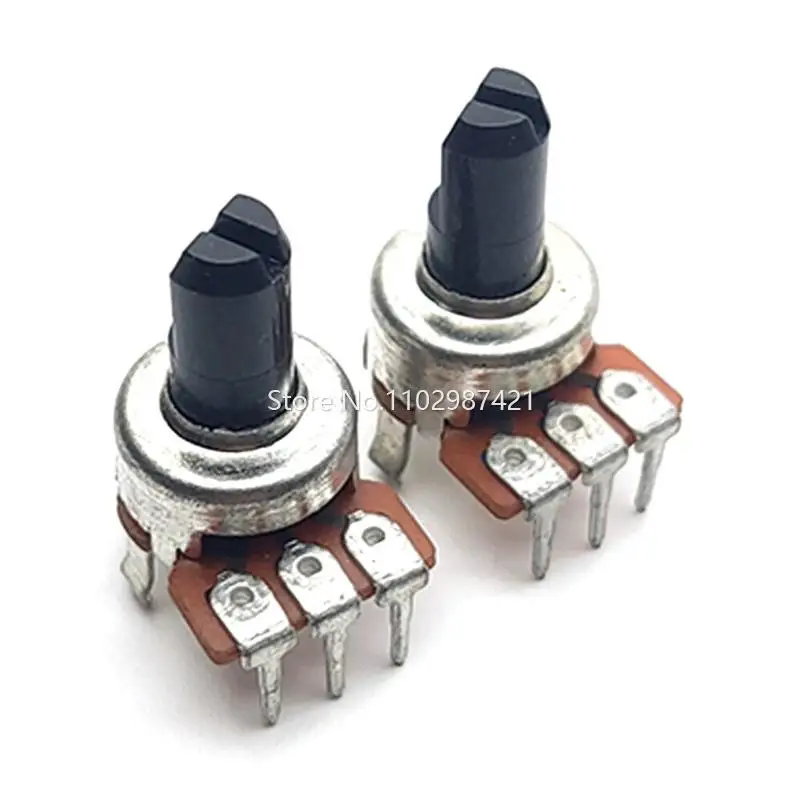 2 Pieces 121 Type Rotary Potentiometer A500K Speaker Audio Volume Adjustment Potentiometer 3Pin Shaft Length 10MM