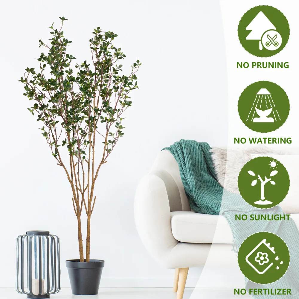 

Artificial Tree Graceful Evergreen Faux Plant for Enhancing Indoor Home Decor Office Bedroom or Hallway Decoration1pc/set 5.2FT
