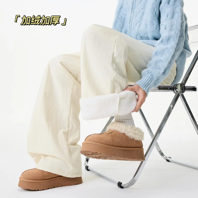 الشتاء المخملية السراويل السميكة الرجال الدافئة موضة الأسود سراويل تقليدية الرجال الشارع الشهير فضفاض بنطال ذو قصة أرجل واسعة رجالي رشاقته بنطلون S-3XL