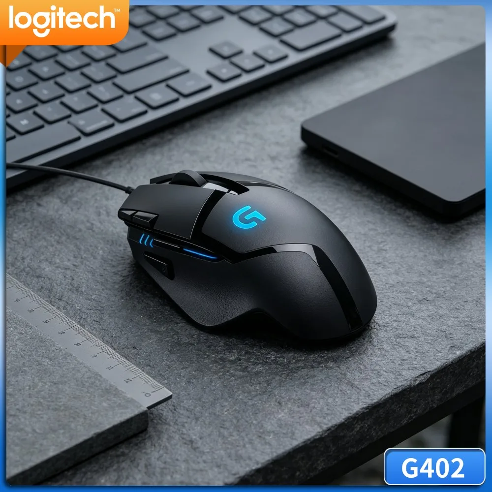 Logitech G402 Hyperion Fury Mouse 8 Programmable Buttons Anti‑Slip Grips 20M Click Lifespan For Home PC Gaming Enthusiasts