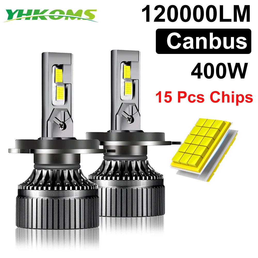 

YHKOMS Canbus Автомобильная фара H1 H4 H7 LED H8 H11 9005 HB3 9006 HB4 Светодиодная лампа Автомобильный комплект H7 Turbo Автомобильная противотуманная фара 15 ядер