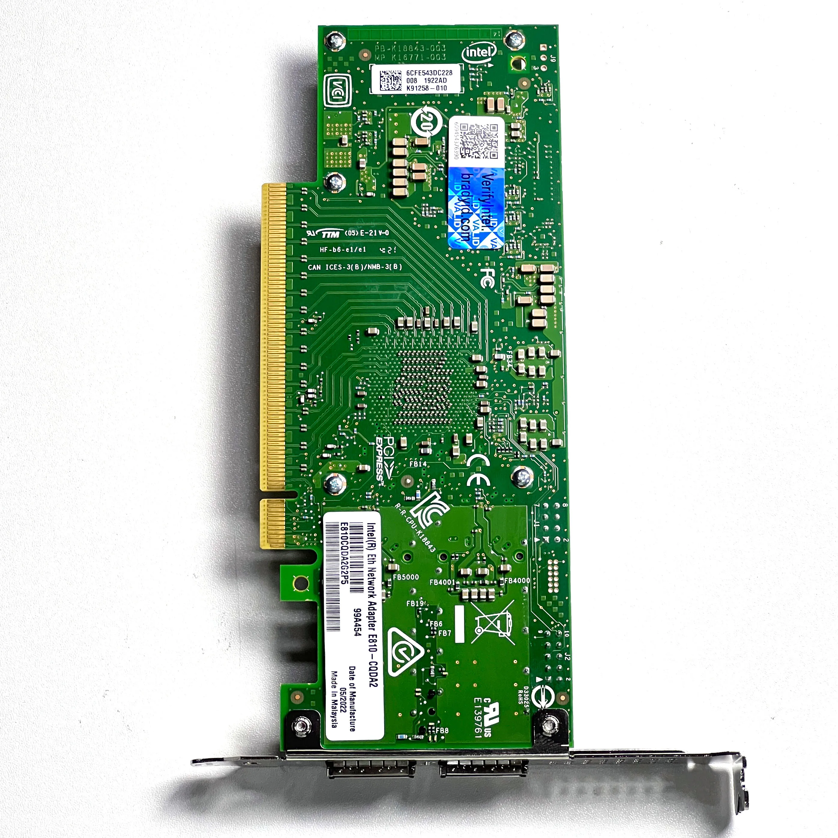 

Сетевой адаптер Ethernet E810 с двумя портами Φ PCIe 4,0 100/50/25/10GbE