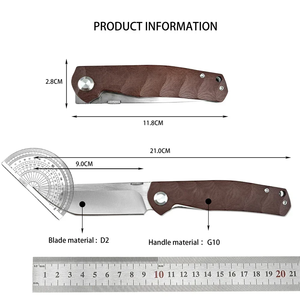 Hunting Pocket Folding Knife D2 Steel Blade G10 Steel Handle Ball Bearing Quick Release EDC Knife Survival Tactical Rescue Knife