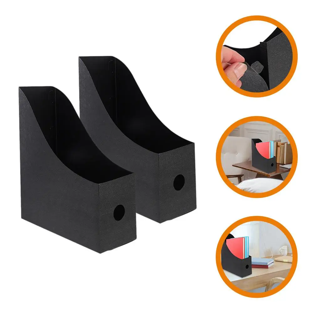 3pcs File Holders Black PP Desk Rack Folder Organizer Student Document Storage Magazine Rack Book Bin Office Accessories