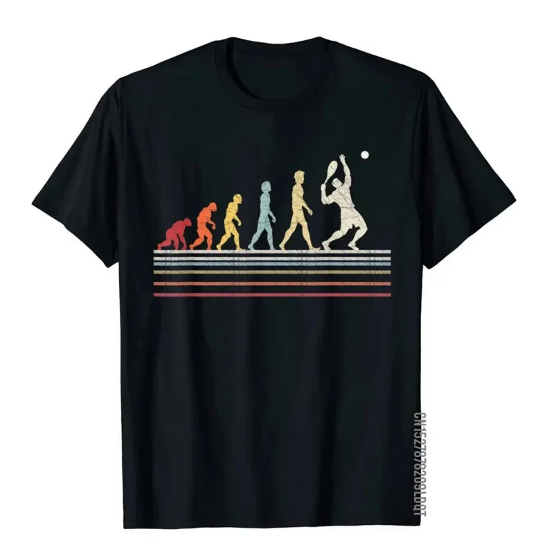 Funny Tennis Evolution of Man Sport T-Shirt, Retro Vintage Gift, Youth T-Shirt for Men, Cotton Tops & Tees, Street Cheap