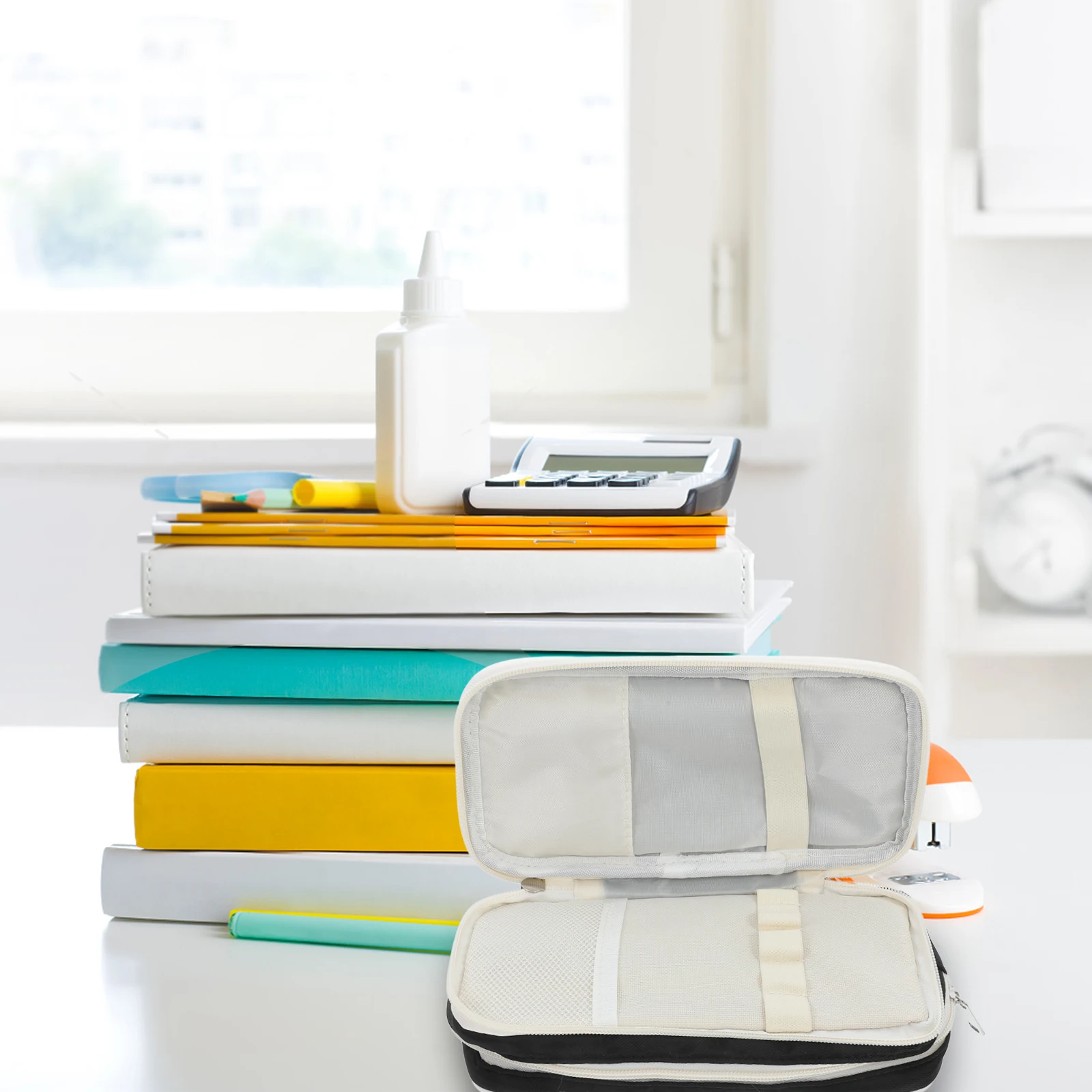 

Large Capacity Stationery Storage Box Case Organizer Compartment Design Compact Zippered School Supply Case Portable