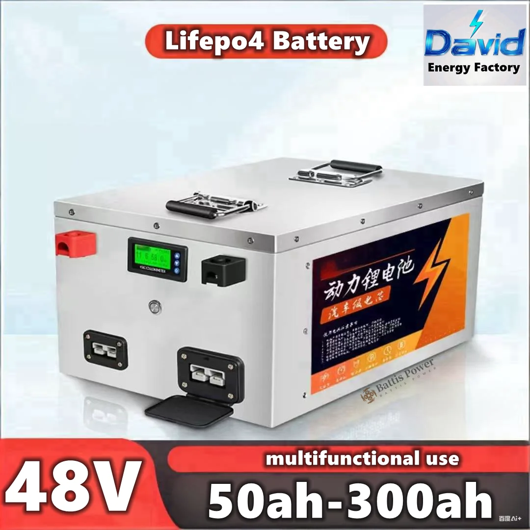 

48V 200Ah Lifepo4 Battery 10KW 50Ah 80Ah 100Ah 150Ah 200Ah 250Ah 300Ah for 1000W 2000W 3000W 5000W Solar System Golf Cart RV