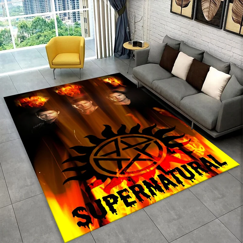 SPN Supernatural Dean Sam TV Carpet Rug for Playroom Bedroom Living Room Sofa Home Decor,kid Area Rug Non-slip Floor Mat Gift
