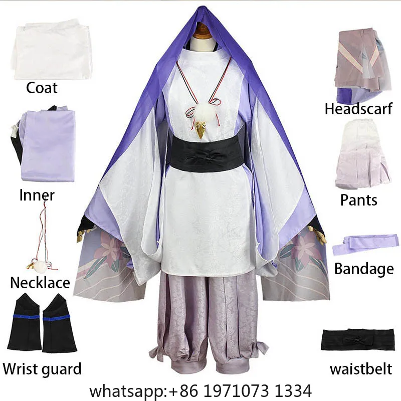 Wanderer Cosplay Costume Textured Fabric Kunikuzushi Kimono With Headscarf For Anime Comic Con Balladeer Scaramouche Outfits