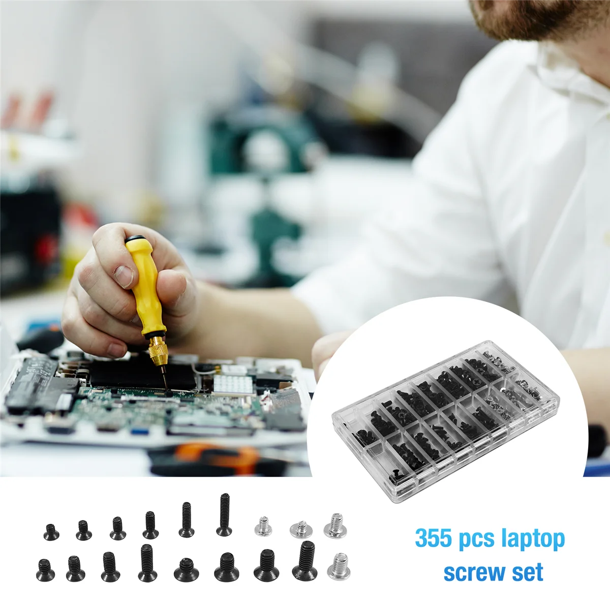 355Pcs PC Screws Assorted Set M2 M3 M2.5 Computer Screws HDD M.2 SSD Screws for Universal Laptop PC Computer RepairJAS