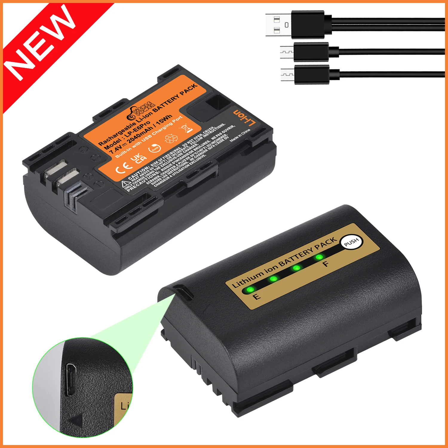 Bateria Canon-EOS R7 R6, LP-E6N, LP-E6, R5 R, EOS 5D II III IV, EOS 6D, 7D Mark II, 60D, 70D, 80D, 90D, Blackmagic 4K, 6K