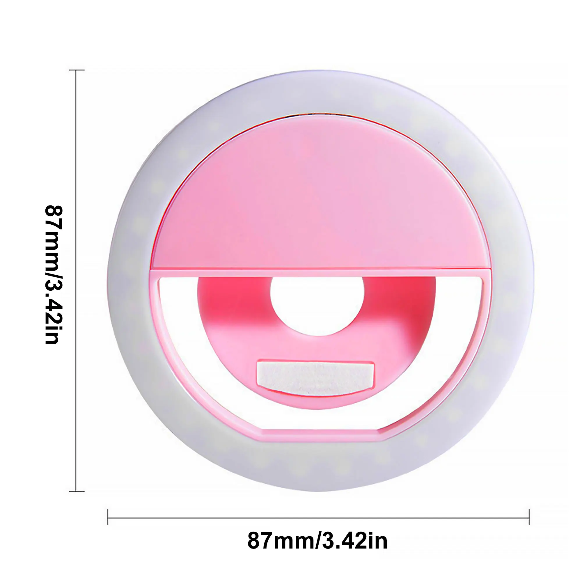 Generic Clip-On LED Selfie Ring Light. Universal and Portable with Adjustable Brightness，Rechargeable 3 Adjustable Light Levels