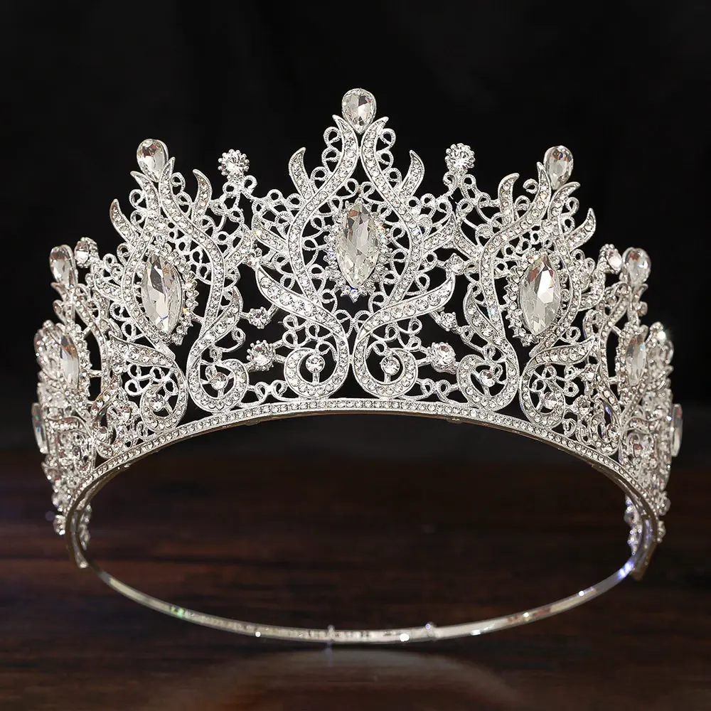 Baroque Crystal Bridal Tiaras Large Wedding Crowns Queen Princess Crown for Pageant Miss Universe Bridal Hair Jewelry