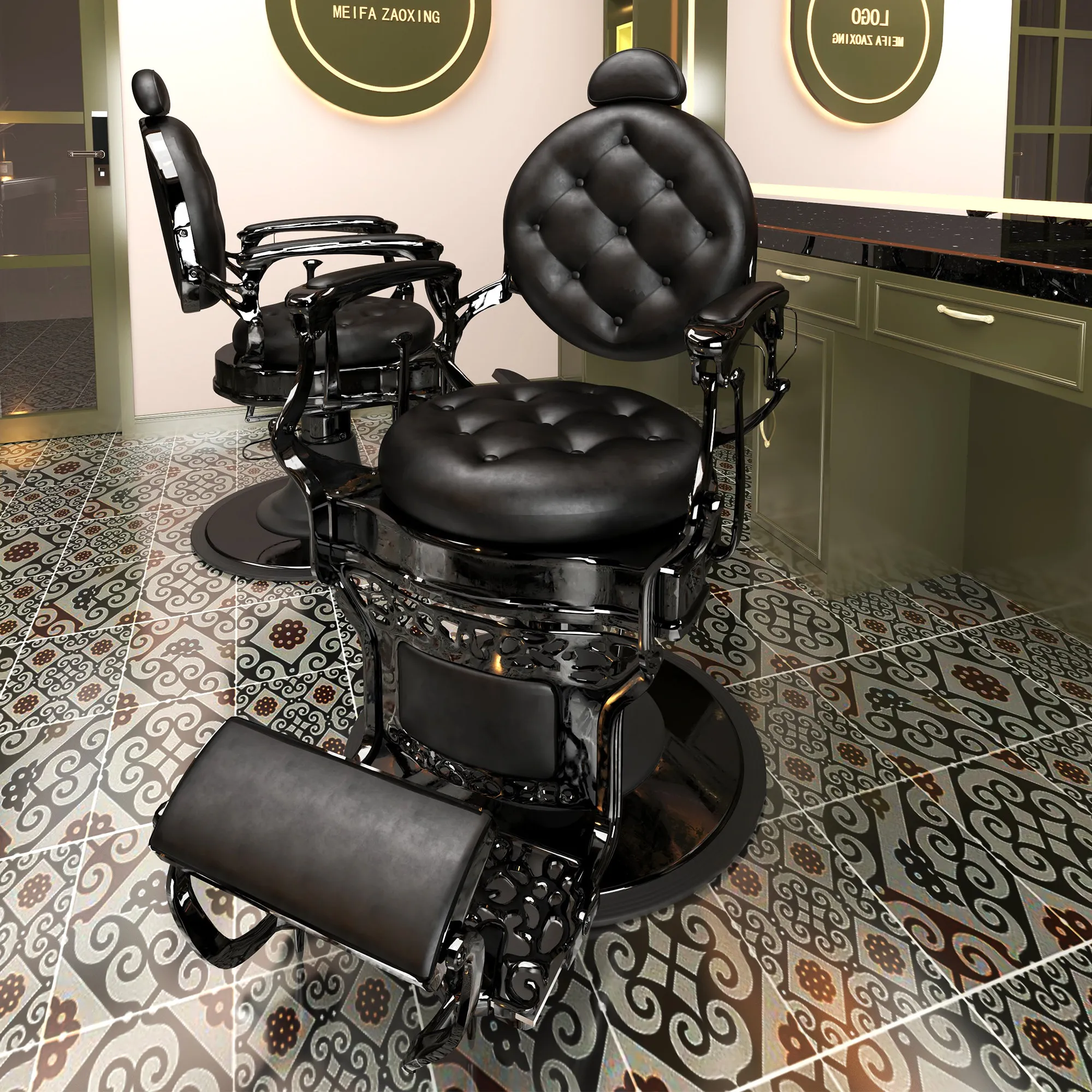 Retro men's oil head chair barber shop hair salon special lift down down shaving hair salon hair cutting chair