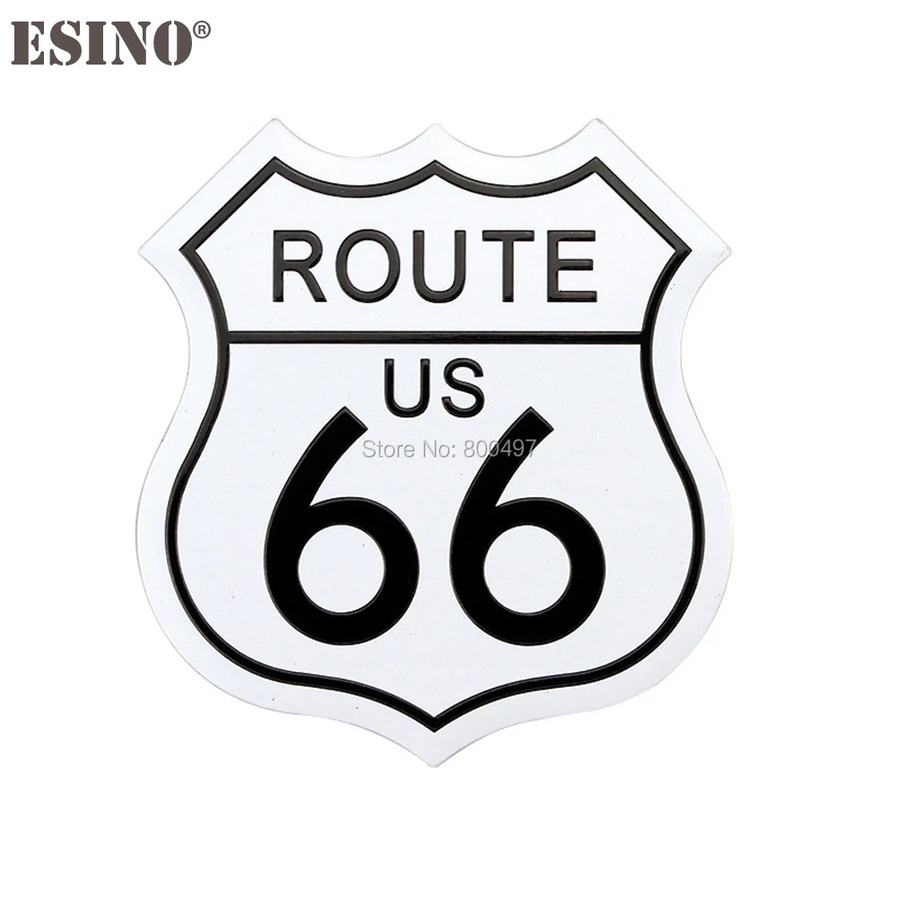 Car Body US Route 66 Expressway Sign 3D Metal Chrome Aluminium Alloy 3D Emblem Badge Sticker Decal Car Styling Auto Accessory