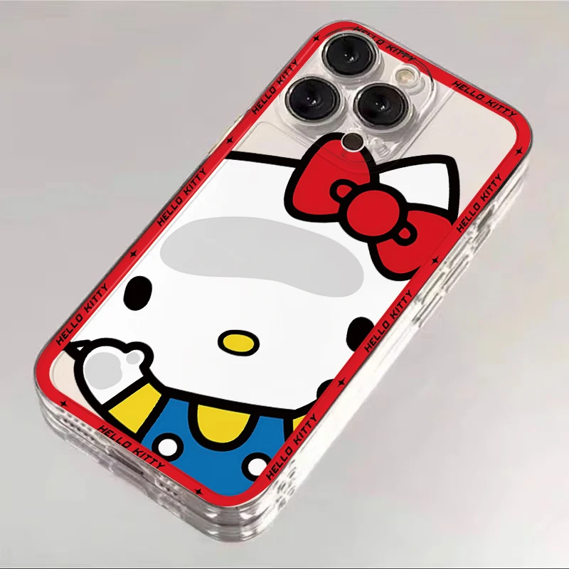 Funda de teléfono suave para iPhone XR 16 15 14 Plus 13 12 11 Pro MAX 17 Air 16e 12 Mini 7 8 Hello Kitty Sanrio lindo