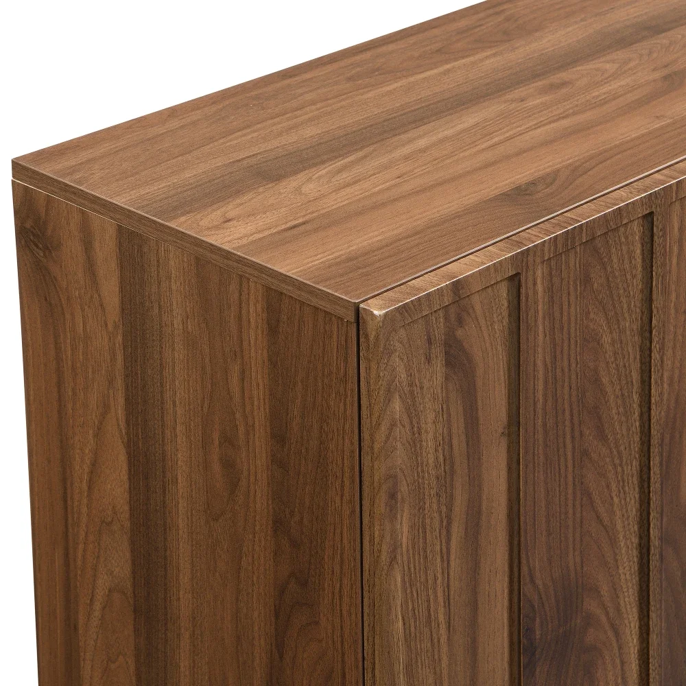 Modernes Sideboard aus Holz mit 120 x 35 x 80 cm großen, grifffreien, verstellbaren Regalen und Stauraum für Wohnzimmer, Flur und Esszimmer – Detail 17