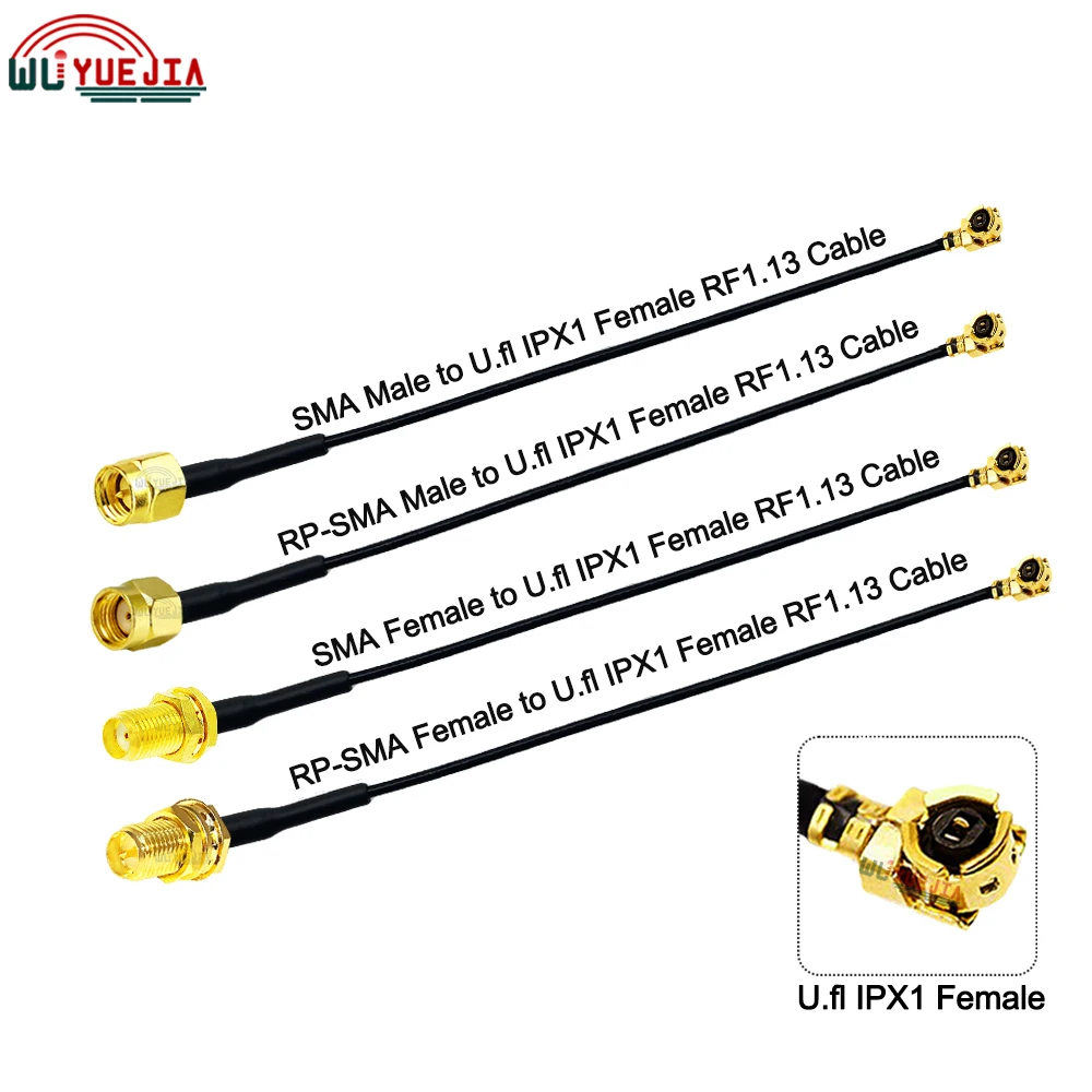 1Pcs RF113 IPX-1 Female Jack to SMA Male Female Jack Connector U.fl-IPX-Compatible Coax Jumper WIFI 3G 4G 5G Extension Cable