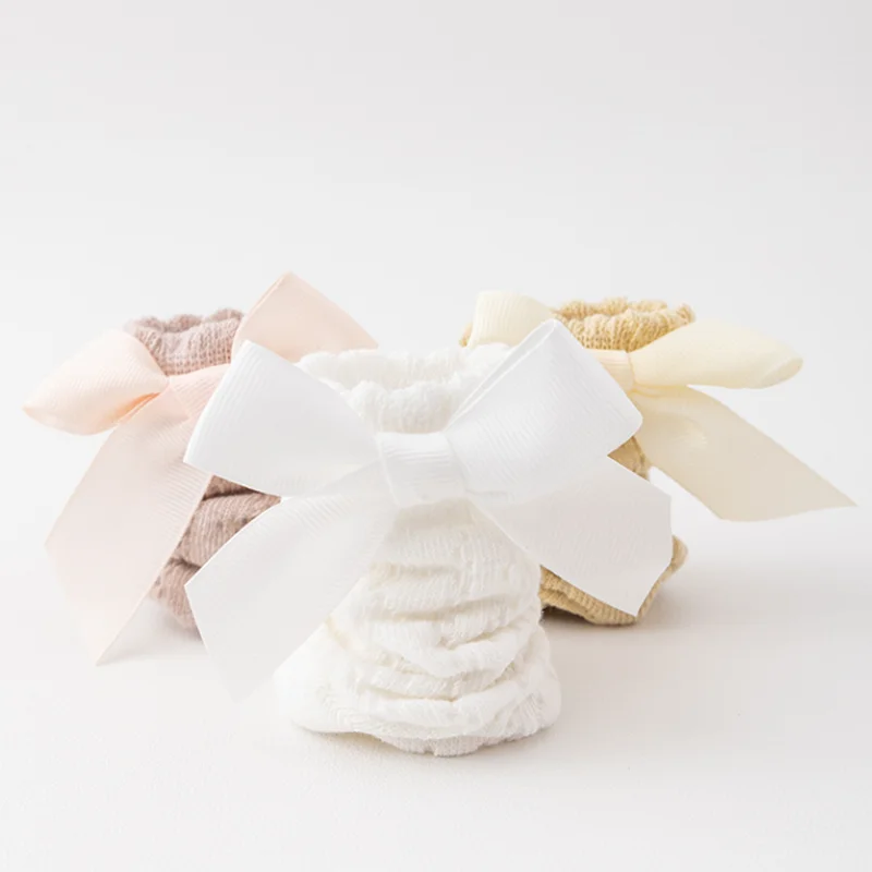 3Pair/lot New Large Bow Summer Thin Long Tube Girl Baby Socks