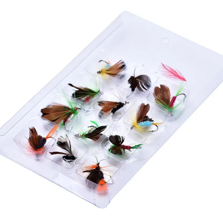 12Pcs/Set Insects Flies Fly Fishing Lures Bait High Carbon Steel Hook Fish Tackle With Super Sharpened Crank Hook