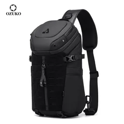 OZUKO Fashion Men Chest Bag Large Capacity Business Crossbody Bags for Male Short Travel Waterproof Messenger Sling Shoulder Bag