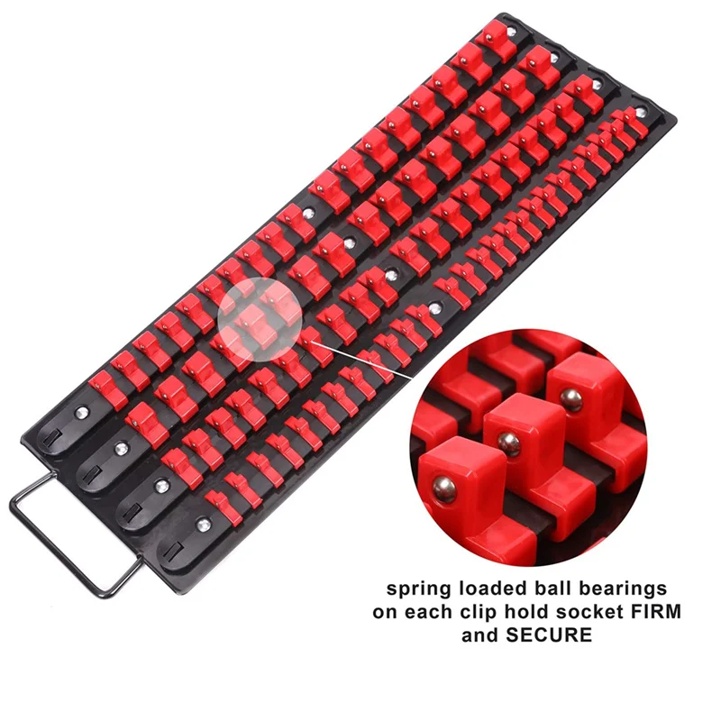 

AB13-Socket Organizer Tray Socket Holder Portable 1/4-Inch 3/8-Inch 1/2-Inch 80Pcs Handle Socket Storage Tool