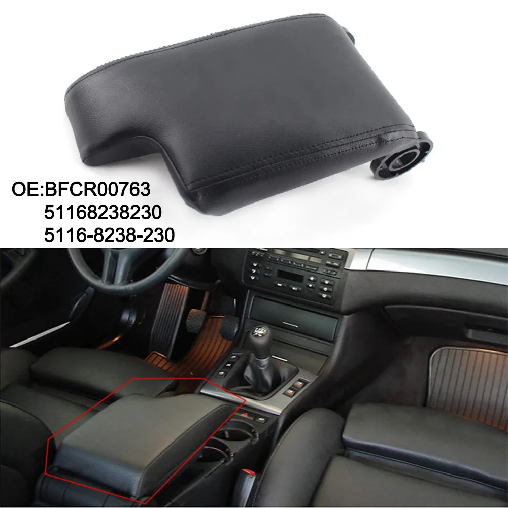 

Car Center Console Armrest Cover Replacement For BMW For 3 Series For E46 1999-2004 Lid Cover Leather Black Auto Accessories