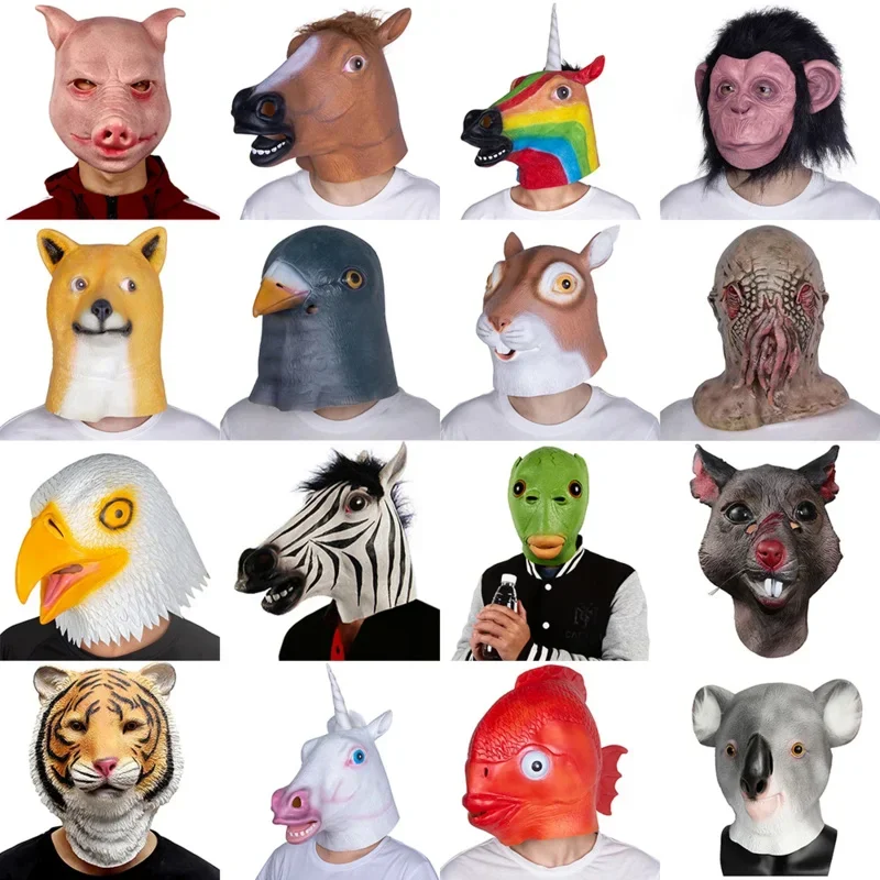 animal mask Unicorn Horse Deluxe Novelty Halloween Costume Party Eagle Dove Latex Head Masks