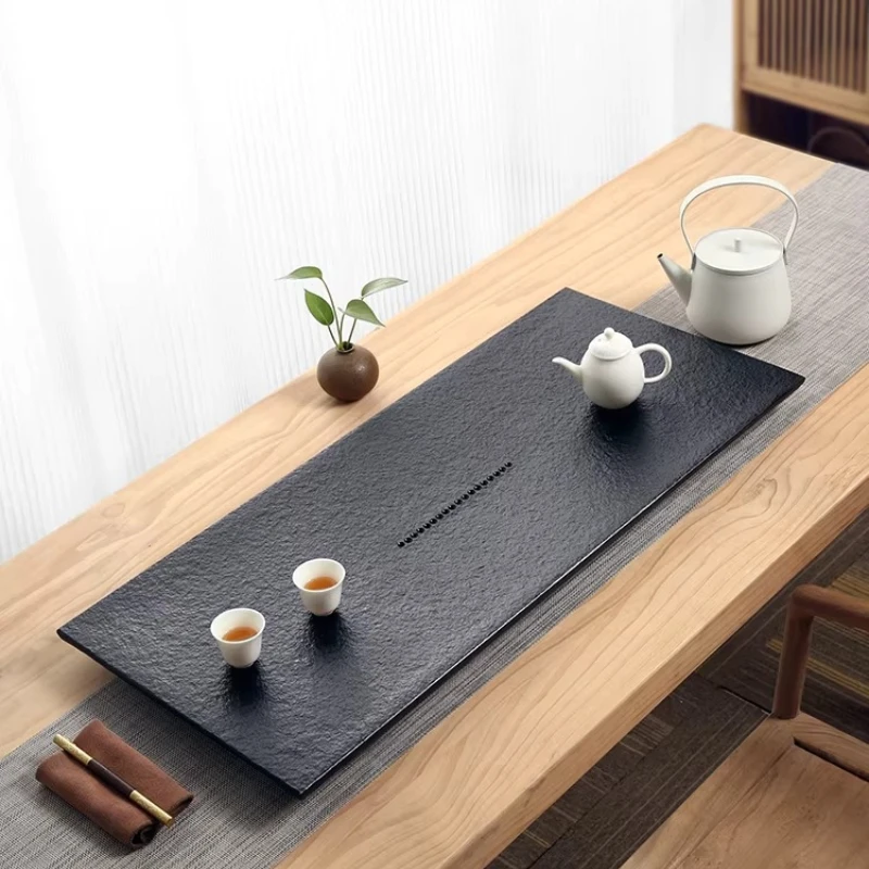 Accessories Supplies Tea Tray Chinese Gongfu Marble Rectangular Tea Tray Puer Decorative Luxury bandeja de madera Tea Supplies