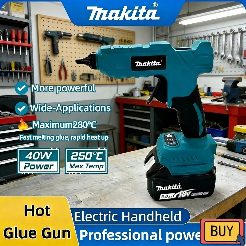

Makita Hot Air Gun Cordless Electric Handheld 18V Hot Glue Gun Repair DIY Tool Hot Melt Welding Anti-scald Nozzle Power Tool