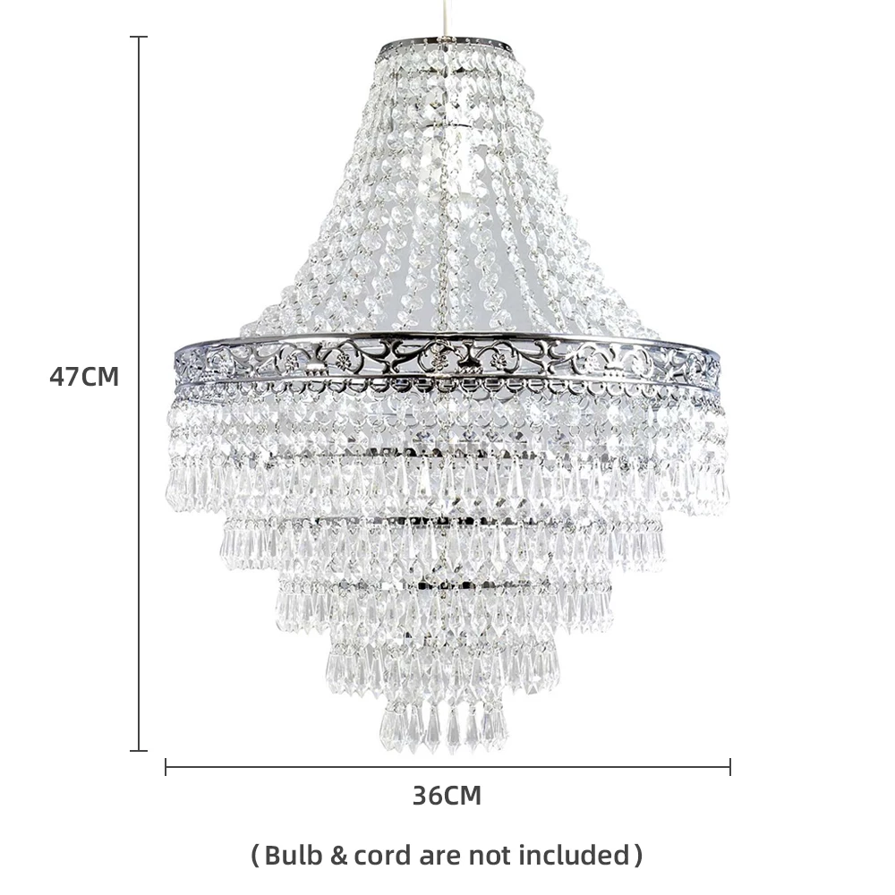 Blenheim 47cm Plastic Large Acrylic Chandelier Shade Easy Fit Pendant Droplets Lamp Shade no Bulb (Without Light Cord Kit)