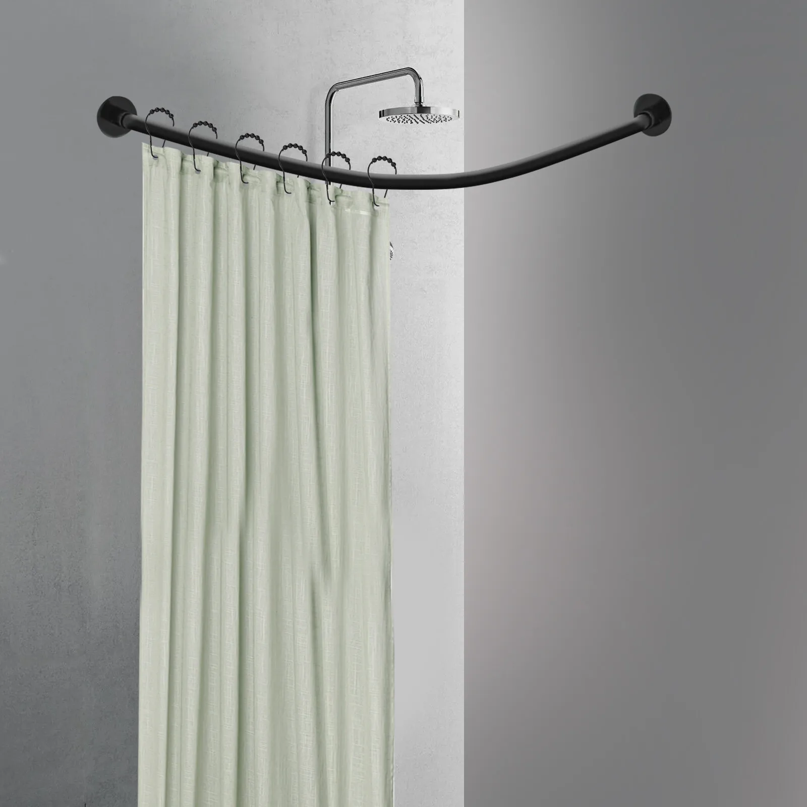 

Shower Curtain Rail L Shape No Drilling Shower Rail Corner Telescopic Rod