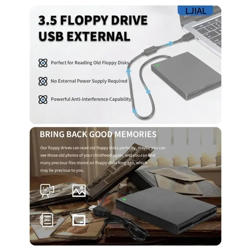 Y1UB Fast Speed 3.5inch External FDD Drive For Quick Reading And Writing Of Legacies Files On New Computers