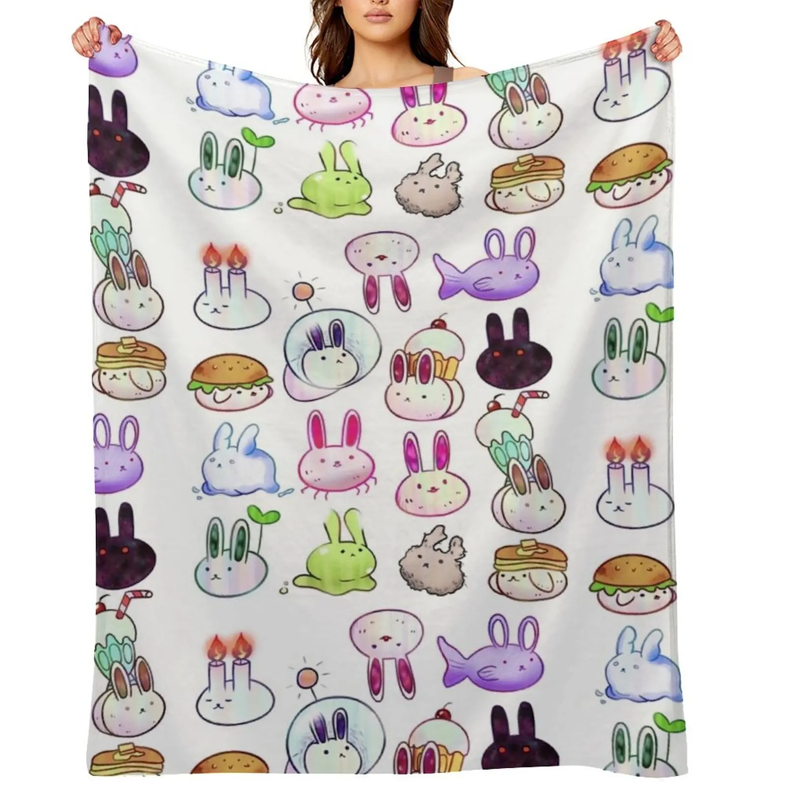 

OMORI Bunnies Throw Blanket Soft Hairy Bed Thermals For Travel Blankets