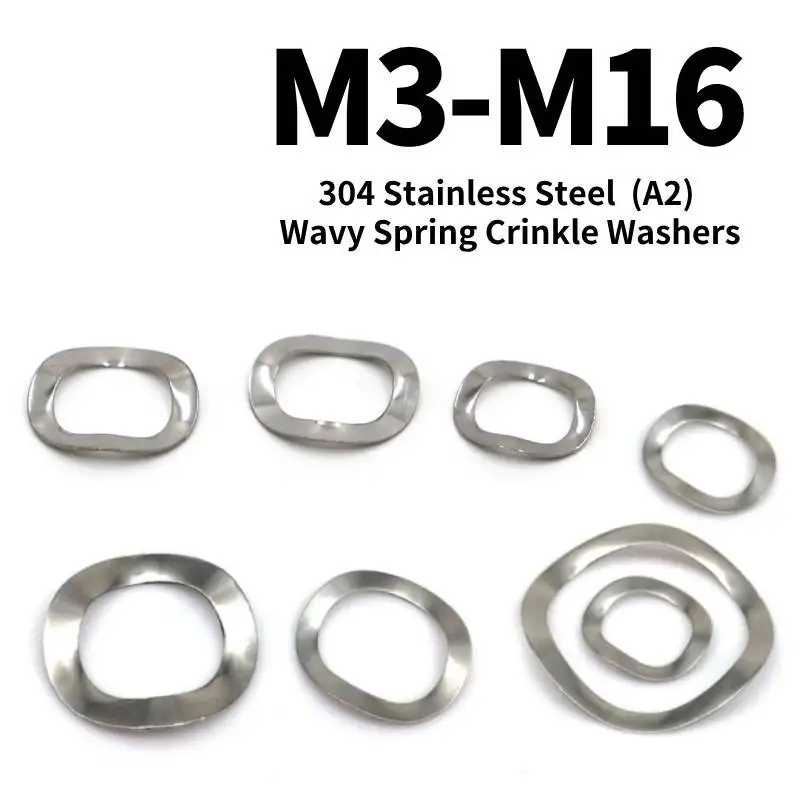Peijian Wavy Spring Crinkle Washers 304 A2 Stainless Steel Three Wave Washers Spring Washer Type Gasket For Bearing Shafts