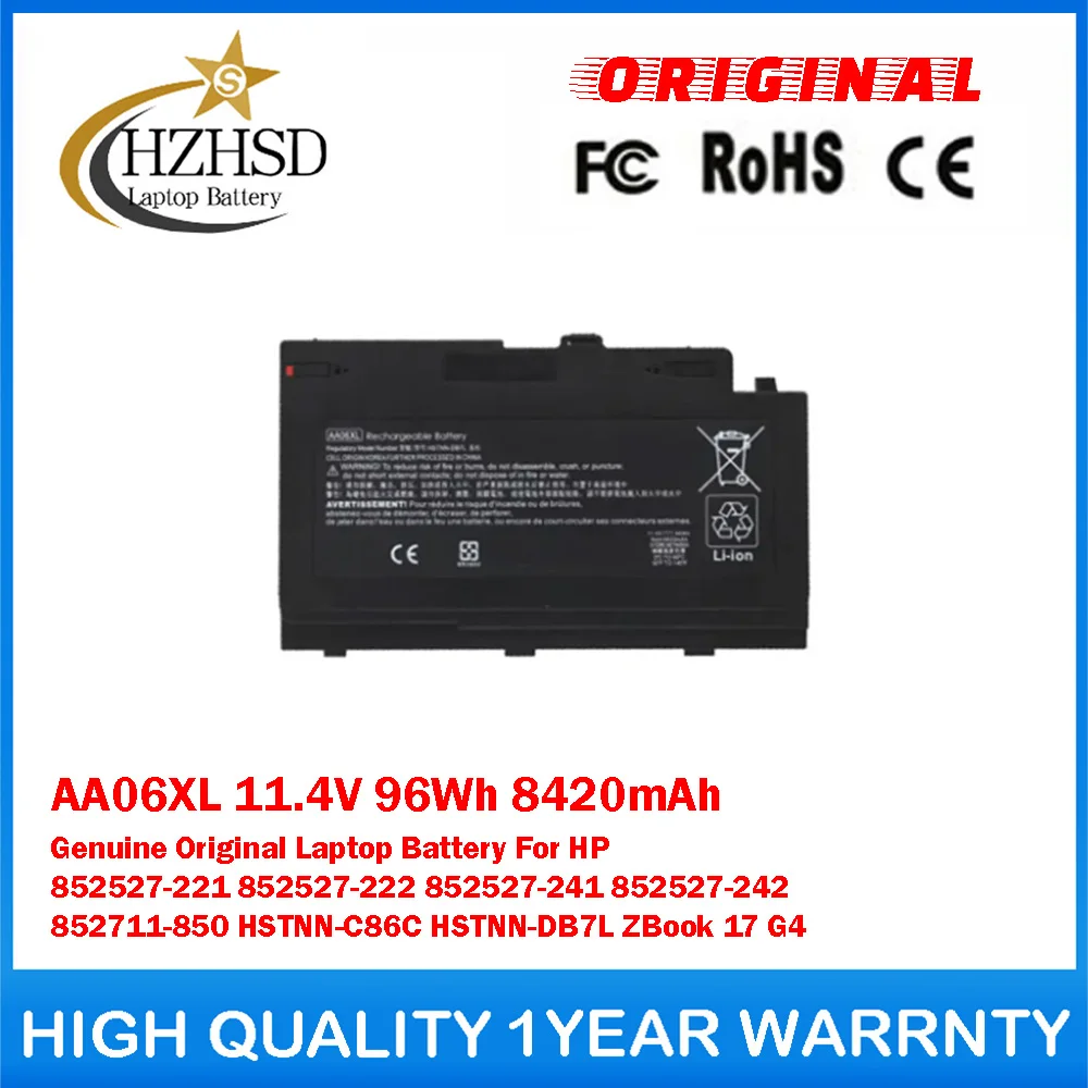 AA06XL 11.4V 96Wh 8420mAh Genuine Original Laptop Battery For HP 852527-221\222\241\242 852711-850 HSTNN-C86C HSTNN-DB7L ZBook17