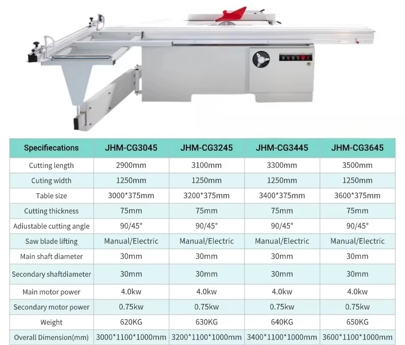 JHM-CG3045 Sliding Table Saw Machine for Woodworking Industrial Wood Saws for Woodworking Precision Saw