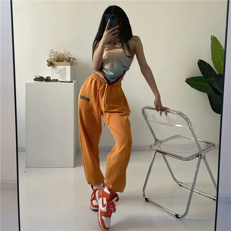Pantalon imprimé de personnalité pour femmes, jogging décontracté Y2K, pantalon de survêtement populaire, ceinture élastique, Harajuku, ample, tendance
