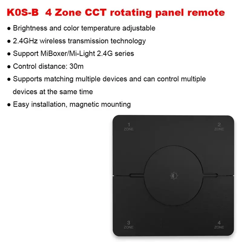 A25F-K0S Knob Panel Remote 4-Zone 2.4GHZ 86 Adjust Color Temperature Brightness Dual White LED Dimmer Switch Controller