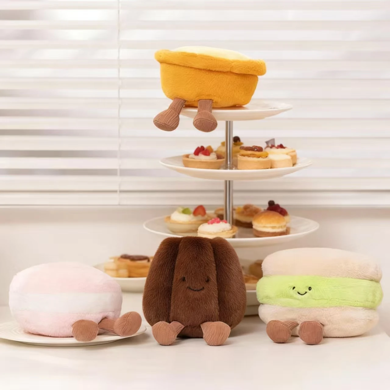 

Cute Plush Dessert Doll Macaron and Egg Tart Stuffed Toy, An Irresistibly Adorable and Charming Gift Option