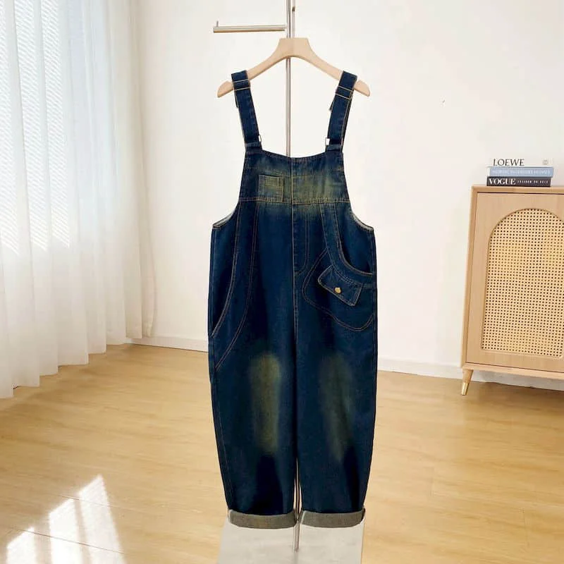 

Oversized Denim Jumpsuits Women Korean Style Playsuits Harem Pants Loose Gradient Trousers Overalls for Women Clothes One-piece