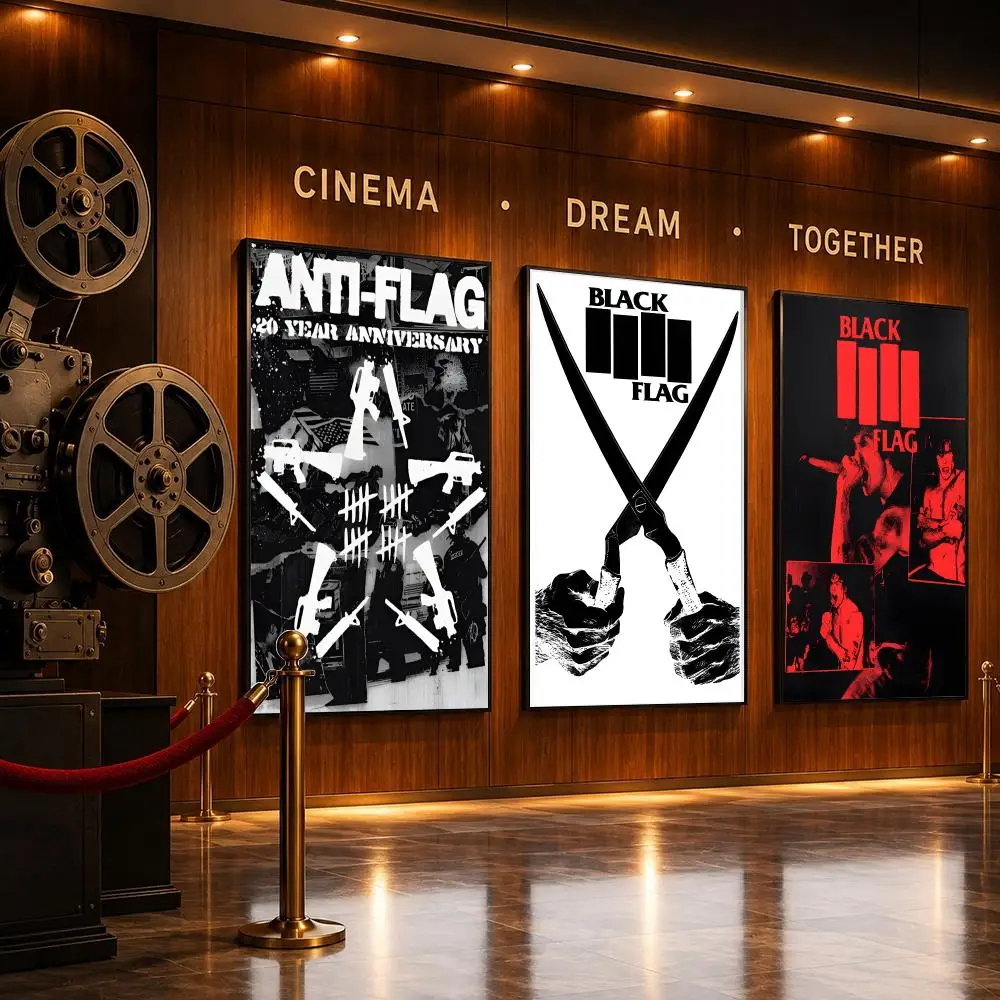 Hardcore Music Black Flag Band Poster HD Home Sticky Wall Waterproof Home Living Room Bar Aesthetic Decor