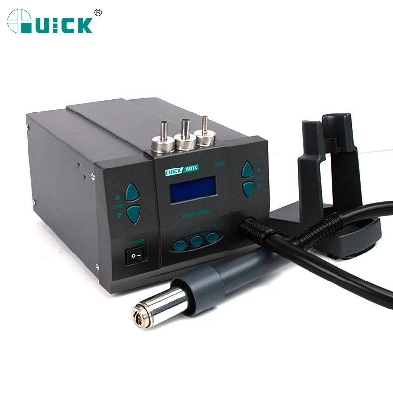 Quick 861X smart lead-free hot air rework station hot Gun Soldering Station with 3 air nozzle 1300W Desoldering Station